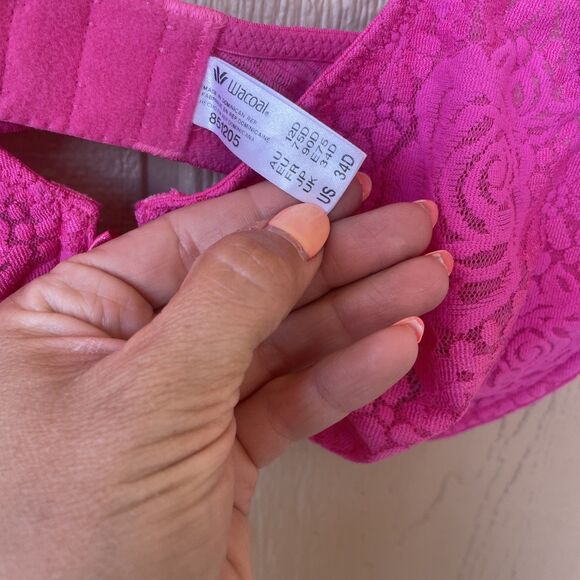 Wacoal 34D Bra Pink Halo Lace Underwire Unlined Seamless 851205 Convertible - Picture 4 of 8
